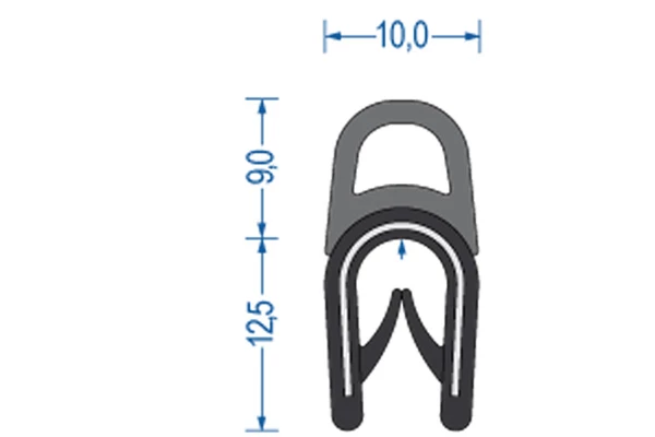 K04a Kantenschutz mit Dichtgummi oben, Kl. 1-4 mm